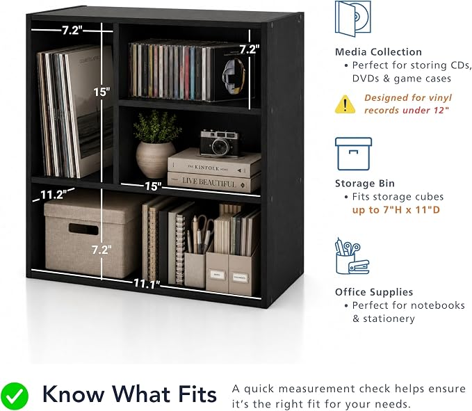 Homes: Inside + Out Apexa 4-Vertical Storage Organizer Shelves, Stackable Wood - Image 4