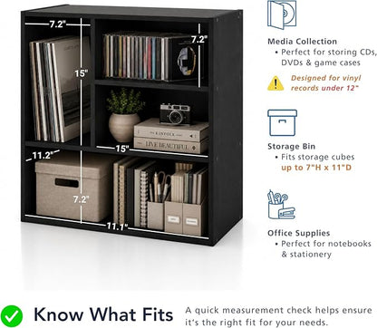 Homes: Inside + Out Apexa 4-Vertical Storage Organizer Shelves, Stackable Wood - Image 4