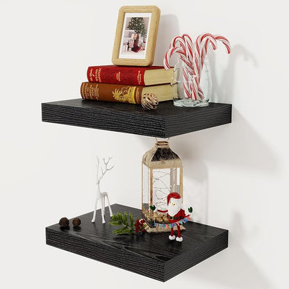 12 Inch Deep Black Floating Shelves, 16 x 12 Floating Shelf by FunMemories