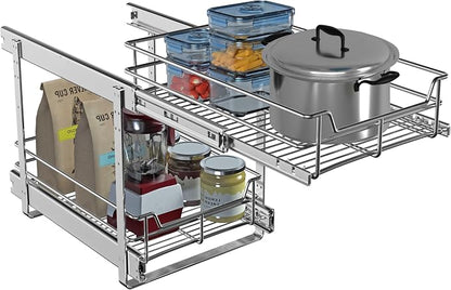 2 Tier Pull Out Cabinet Organizer, Roll Out Shelves and Drawer - Image 6