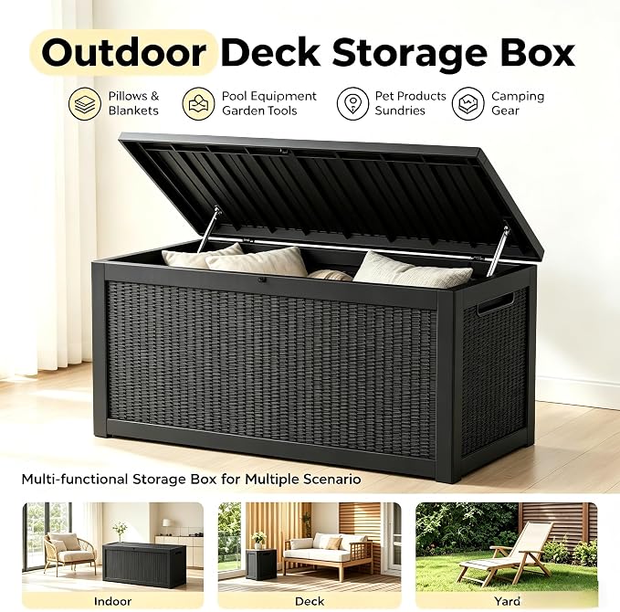 328 Gallon Waterproof Outdoor Storage Box, Heavy Duty Resin Deck Box Lockable - Image 2