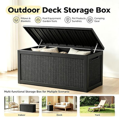 328 Gallon Waterproof Outdoor Storage Box, Heavy Duty Resin Deck Box Lockable - Image 2