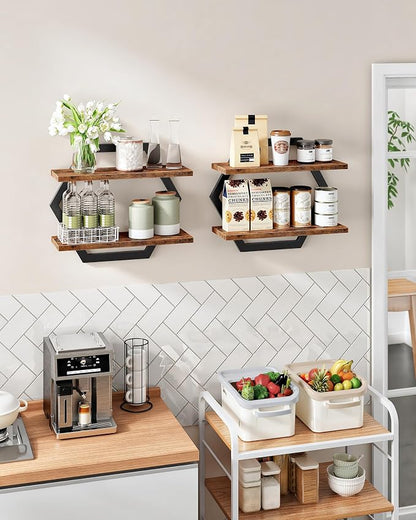 Hexagon Floating Shelves for Wall, 2 -Tier Hanging Shelves, Wall Mounted - Image 3