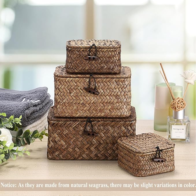 Hipiwe Mini Seagrass Basket Wicker Shelf Baskets - Image 7
