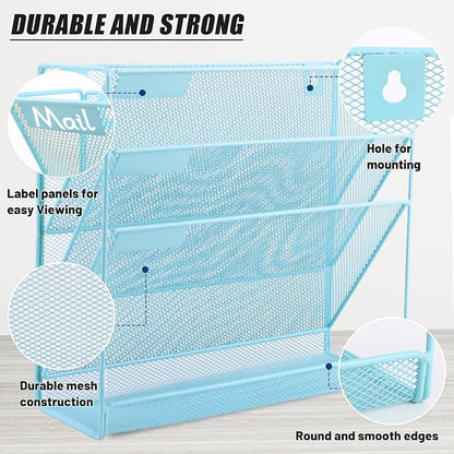 EASEPRES Desk File Organizer Mesh 4-Tier, Hanging Wall Mount Document - Image 3