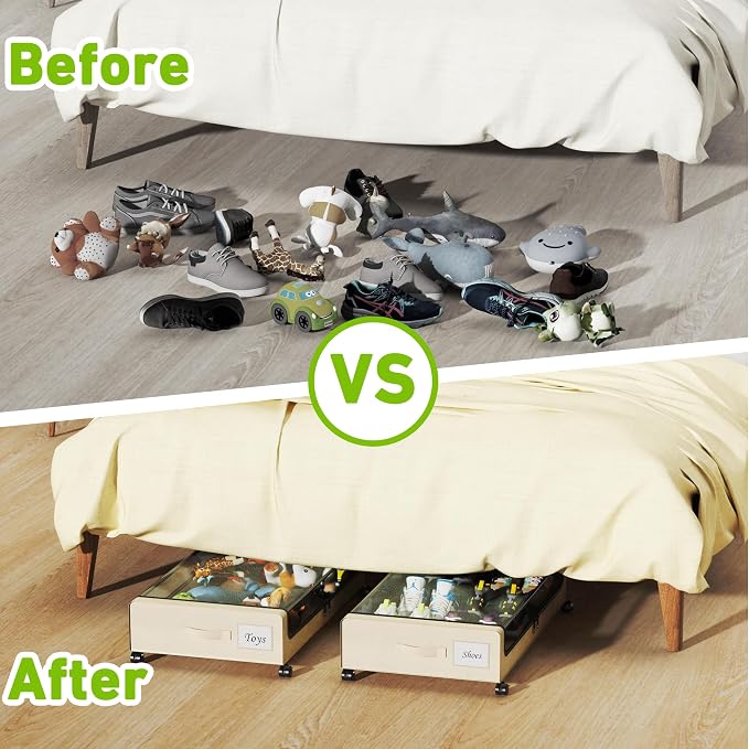 Tututry Under Bed Storage with Wheels, XXL 60L Under the Bed Storage Bins - Image 6