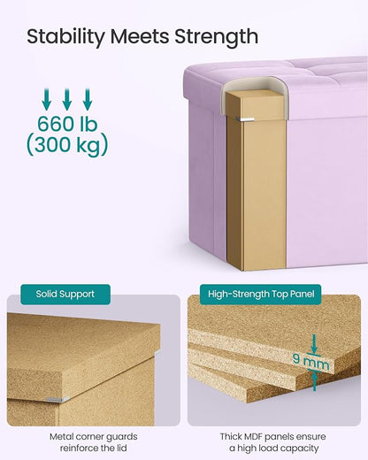 SONGMICS Velvet Storage Ottoman, Folding Storage Bench - Image 5