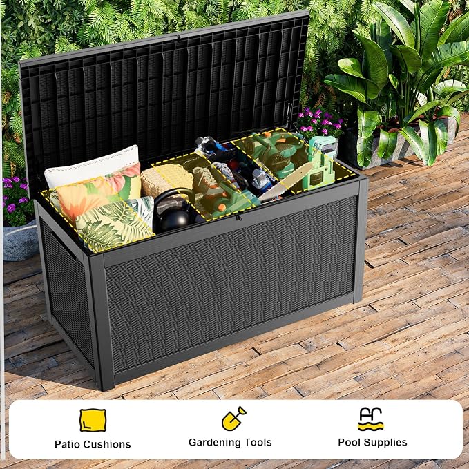 320 Gallon Waterproof Outdoor Storage Box, UV Resistant Resin Deck Box - Image 5