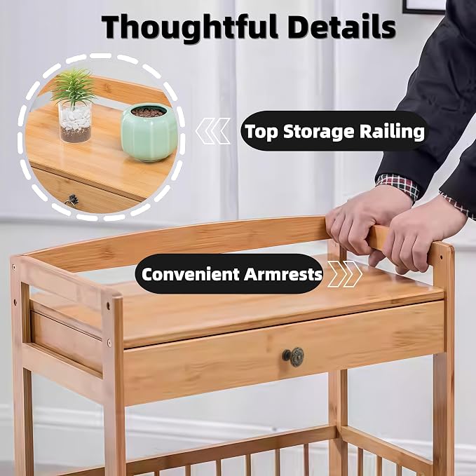 Kitchen Carts on Wheels with Storage, Rolling Storage Cart with Handles - Image 4