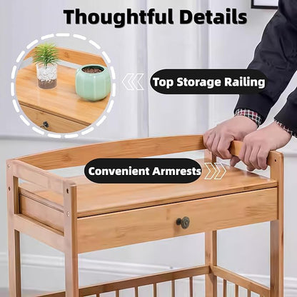 Kitchen Carts on Wheels with Storage, Rolling Storage Cart with Handles - Image 4