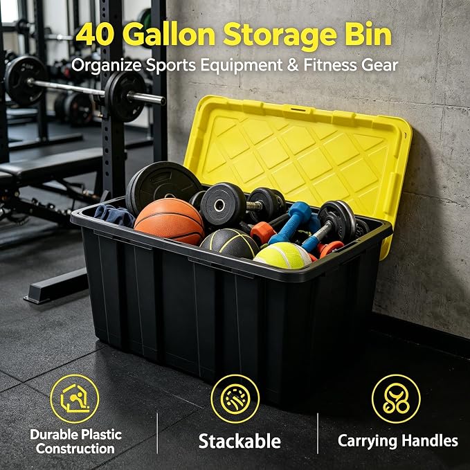 40 Gallon Tote 2 Pack, Heavy Duty Stackable Plastic Storage Bins - Image 5
