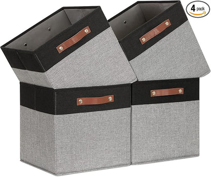 Temary 13 x 13 Storage Cubes Foldable Storage Cubes 4 Pack Canvas Storage Bin by TEMARY