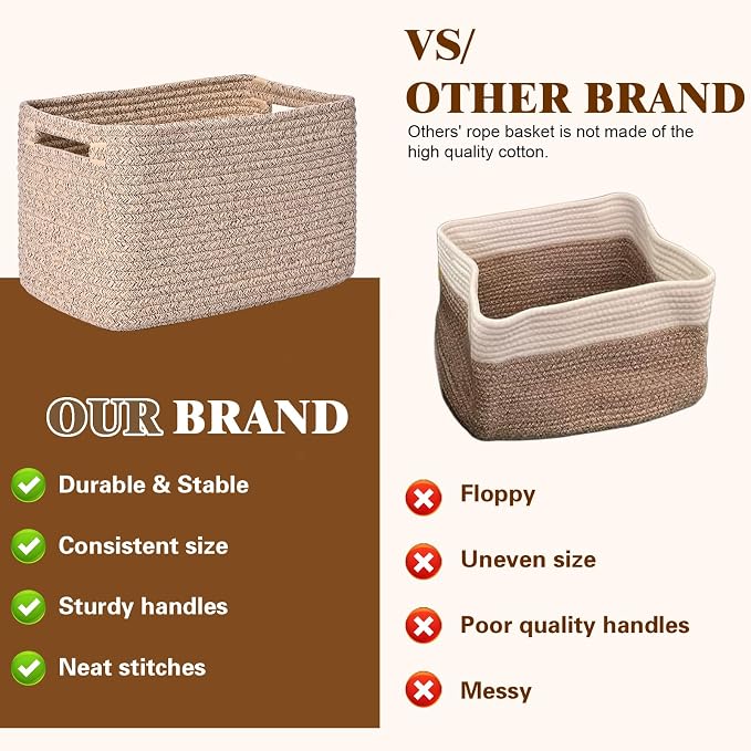 Storage Baskets for Organizing, 4 Pack Storage Baskets for Shelves, Woven - Image 4