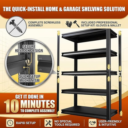 Garage Shelving Unit, 3000LBS Heavy Duty 5-Tier Metal Storage Shelves, - Image 7