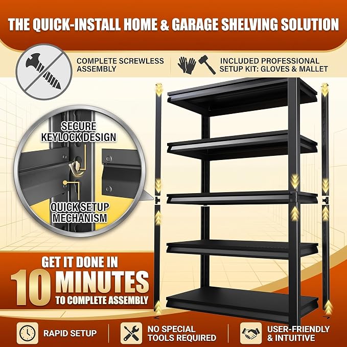 Garage Shelving Unit, 2400LBS Heavy Duty 4-Tier Metal Storage Shelves, - Image 8