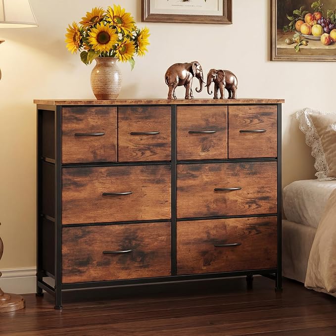 DUMOS Dresser for Bedroom with 8 Fabric Drawers, Wide Fabric Dresser | Storage - Image 7