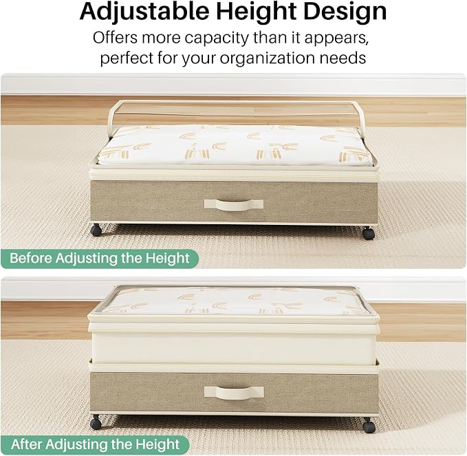 Kitstorack 2Pack Height-adjustable Under Bed Storage - Image 3