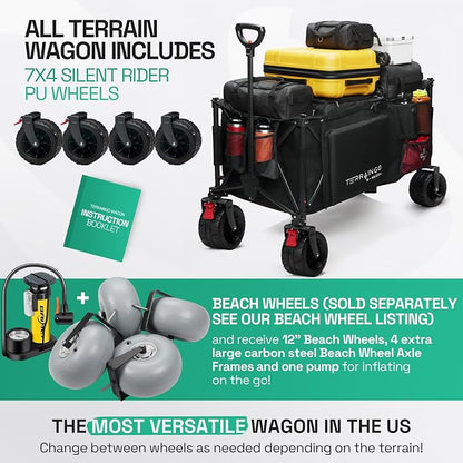 Foldable Beach Wagon Cart- Interchangeable All Terrain Wheels- 12" Beach Wheels - Image 2
