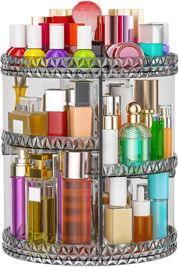 360 Rotating Makeup Organizer, DIY Adjustable Cosmetics Organizer, Professional by HEMTROY