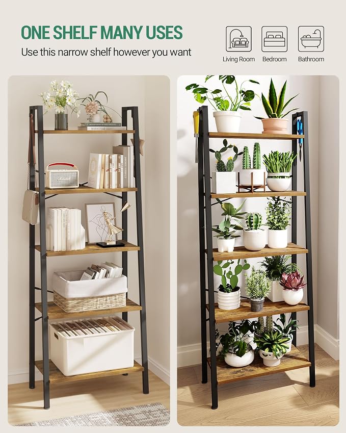 Hzuaneri Ladder Shelf, Freestanding Corner Storage Shelf | Bookcase - Image 4