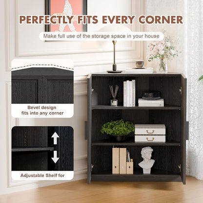 Casaphoria Farmhouse Corner Cabinet, Wooden Corner Storage Cabinet - Image 6