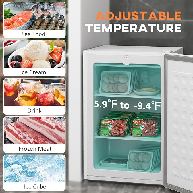 HOMCOM Mini Freezer Countertop, 3 Cu.Ft Compact Upright Freezer - Image 4