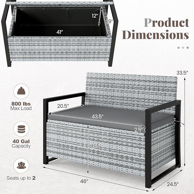 RELAX4LIFE Wicker Outdoor Bench - Image 3