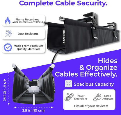 Ascrono Original No Drill Under Desk Cable Management Tray 27.3" - Image 6