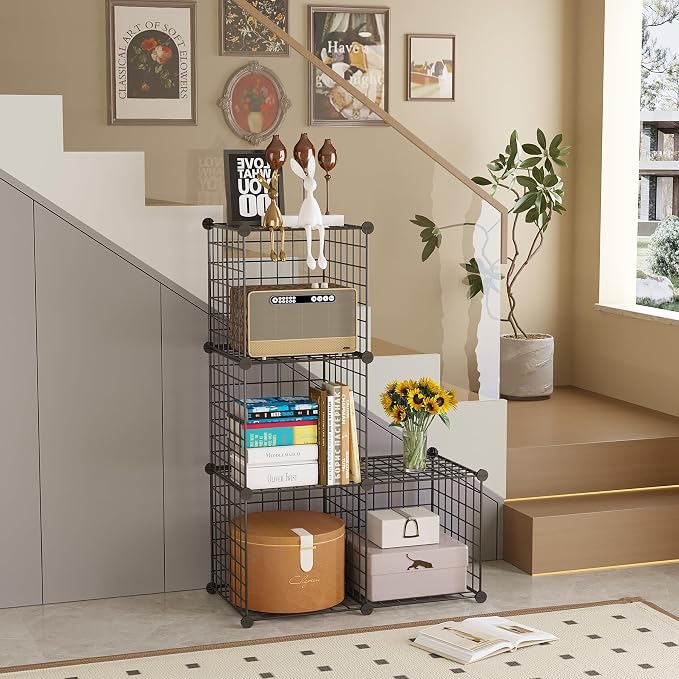 C&AHOME Wire Cube Storage, 4-Cube Storage Organizer Metal, C Grids Storage Bins - Image 2
