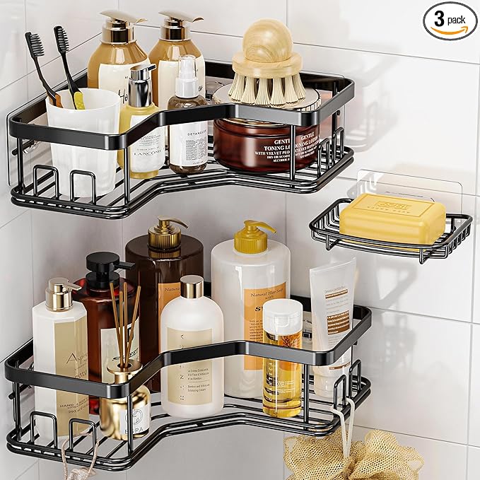 MAXIFFE 3 Pack Corner Shower Caddy by MAXIFFE