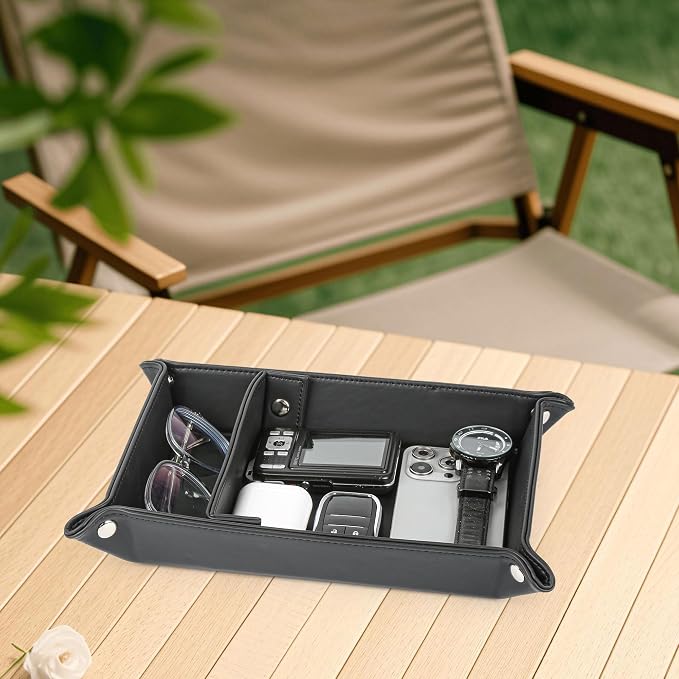 Deluxe Leather Tray Desktop Storage Organizer Watch Remote Control Jewelry Cell - Image 7