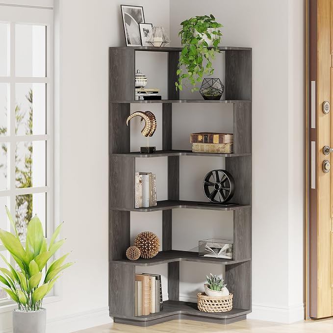 Tribesigns 6-Tier Corner Bookshelf, 64.9 Inches Tall Corner Bookcase - Image 3
