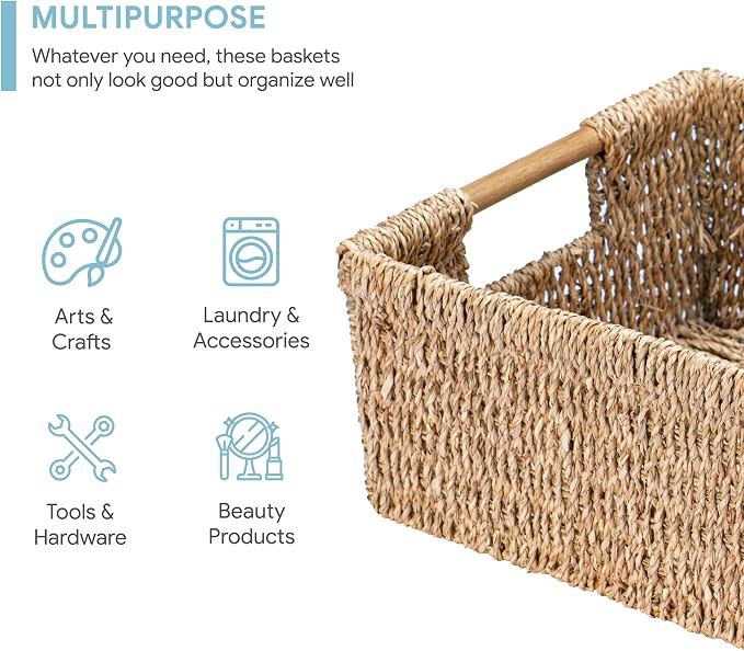 Large Natural Wicker Basket Rectangular - Image 3