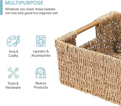 Large Natural Wicker Basket Rectangular - Image 3