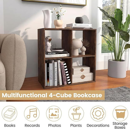 POWERSTONE 4 Cube Storage Organizer, 2 Tier Cubby Bookshelf Freestanding - Image 5