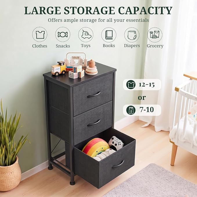 3 Drawers Dresser for Bedroom Fabric Storage Tower - Image 5