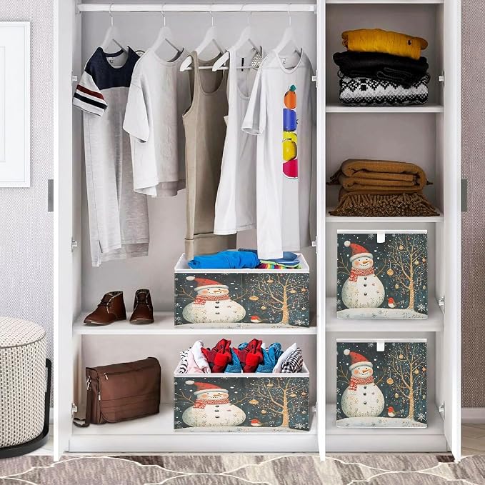 Snowman and Bird Closet Organizers Storage Cubes Storage Bins Shelf Baskets - Image 7