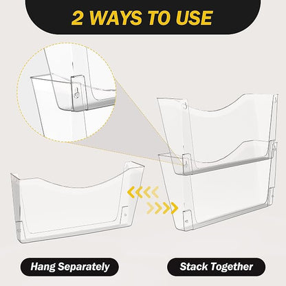 Kuntine.B 6 Pack Clear Single Pocket File Holder Hanging Wall Organizer - Image 4