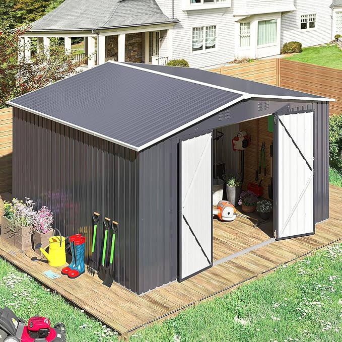 Polar Aurora Outdoor Storage Shed, Metal Garden Shed - Image 6