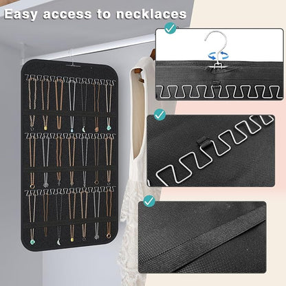 Hanging Jewelry Organizer Storage, 40 Pockets 36 Hooks Necklace Earring - Image 2