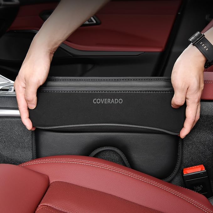 Coverado Universal Car Seat Gap Filler Organizer, Premium Suede Leather Car by COVERADOAUTO