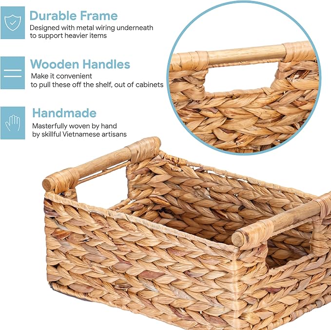 VATIMA Hyacinth Small Wicker Basket 11.6x8.1x4.9" - Image 4