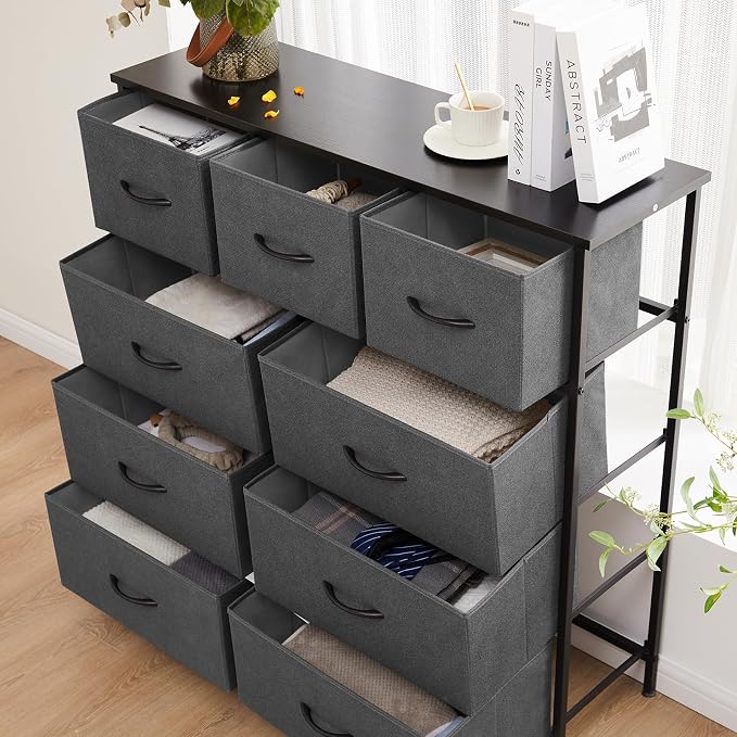 DUMOS Dresser for Bedroom, 9 Fabric Storage Tower Unit Dresser Organizer | Wood - Image 7