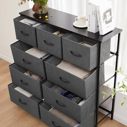 DUMOS Dresser for Bedroom, 9 Fabric Storage Tower Unit Dresser Organizer | Wood - Image 7