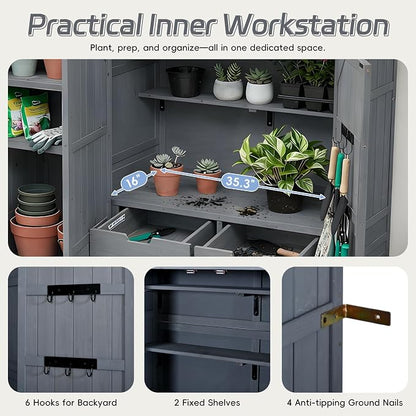 Merax Potting Bench with Hutch, 71.6" H Solid Fir Wood Garden Workstation - Image 5