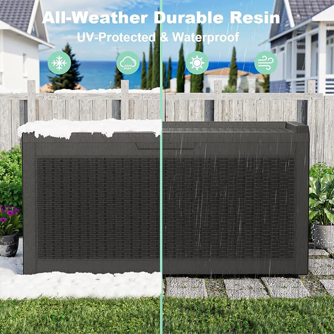 60 Gallon Deck Box, Resin Outdoor Storage Box - Image 7