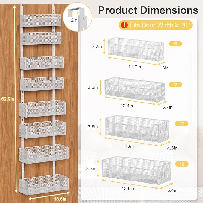 VyGrow Over the Door Organizer, 8-Tier Pantry Organizer - Image 3