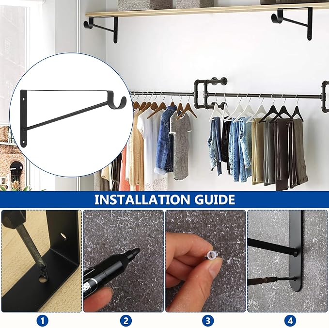 Shelf and Rod Brackets, Heavy Duty Closet Shelf Closet Bracket - Image 5