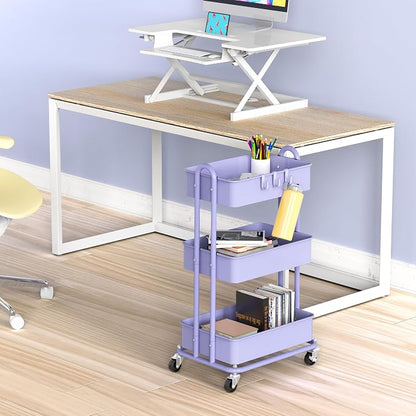 Simple Houseware 3-Tier Heavy Duty Metal Utility Rolling Cart - Image 2