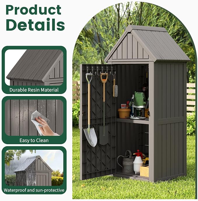 Bifanuo Deck Box Storage Shed Outdoor Storage Cabinet, Vertical Waterproof - Image 3
